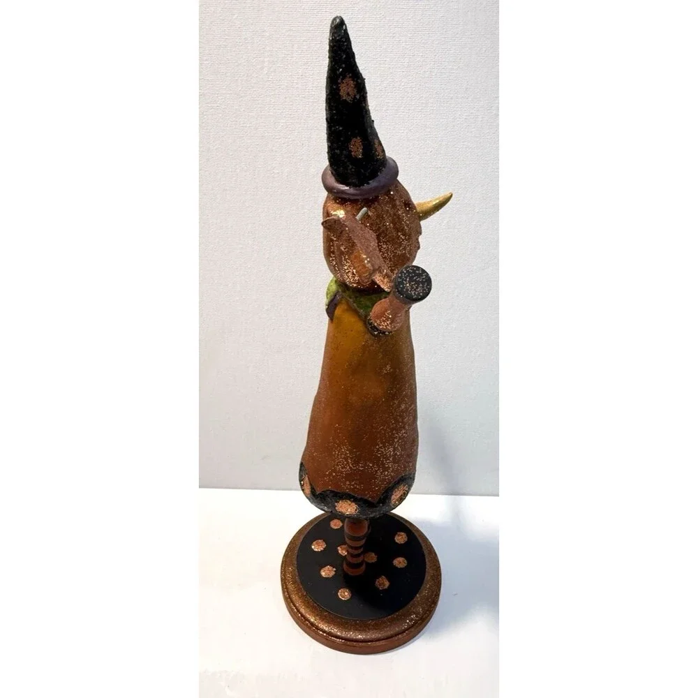 Primitive Pumpkin Jack O Lantern Resin Figurine Halloween Artist E. Smithson MCM